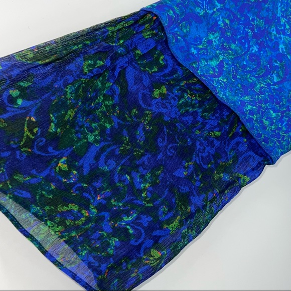 Elie Tahari Orion Pleated Bell Sleeve Silk Blouse in Enchanted - Picture 5 of 8